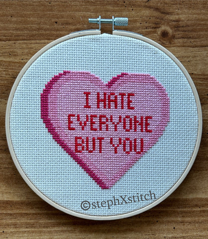 I Hate Everyone But You - Framed Cross-Stitch