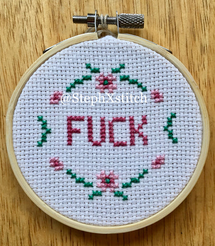 Tiny Fuck Framed Cross Stitch