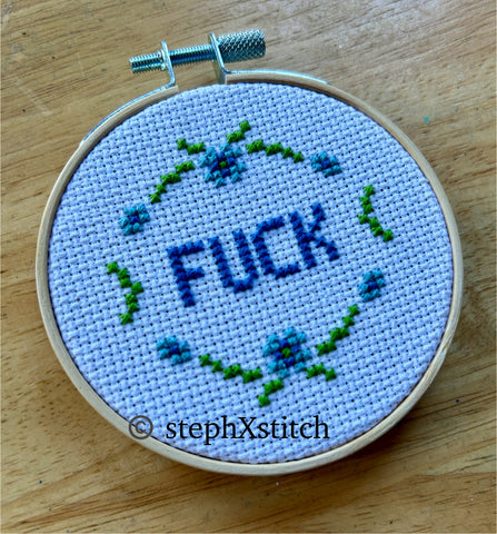 Tiny Fuck Framed Cross Stitch