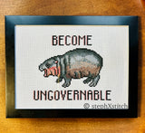 Moo Deng Become Ungovernable PDF Cross-Stitch Pattern