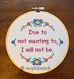 Due to not wanting to, I will not be. - Finished Cross-Stitch Hoop