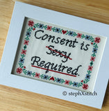 Consent is Required - Framed Cross-Stitch
