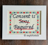 Consent is Required - Framed Cross-Stitch