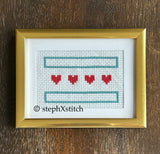 Chicago Flag Hearts - Framed Cross Stitch