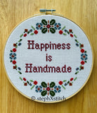 Happiness Is Handmade - Framed Cross-Stitch