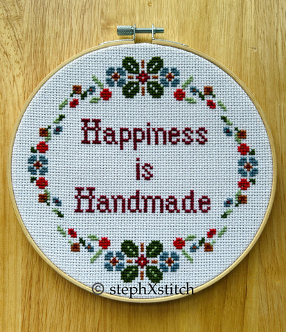 Happiness Is Handmade - PDF Cross-Stitch Pattern