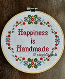Happiness Is Handmade - Framed Cross-Stitch