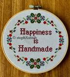 Happiness Is Handmade - Framed Cross-Stitch
