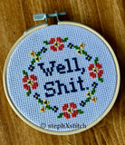 Well, Shit. - Framed Cross-Stitch