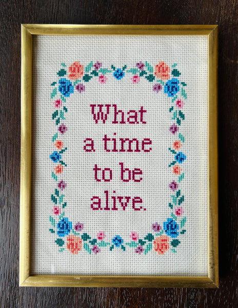 What A Time To Be Alive Framed Cross Stitch