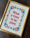 What A Time To Be Alive Framed Cross Stitch