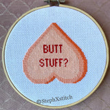 Butt Stuff? - Framed Cross-Stitch Hoop