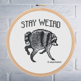 Jimothy the Raccoon Finished Cross-Stitch