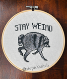 Jimothy the Raccoon Finished Cross-Stitch