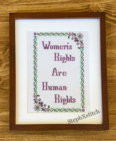 Women's Rights Are Human Rights - Framed Cross-Stitch