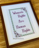 Women's Rights Are Human Rights - Framed Cross-Stitch