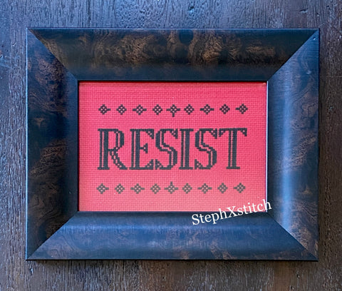 RESIST - Framed Cross Stitch