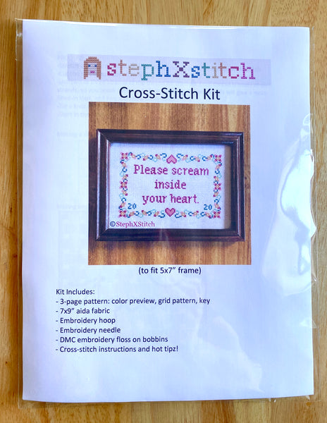 Please Scream Inside Your Heart - Cross Stitch Kit