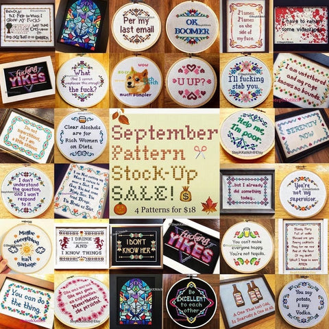 '*September Pattern Sale - Any 4 for $18*