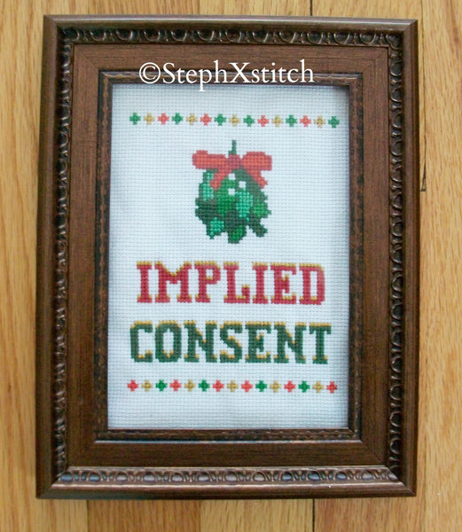 Implied Consent Mistletoe - PDF Cross Stitch Pattern